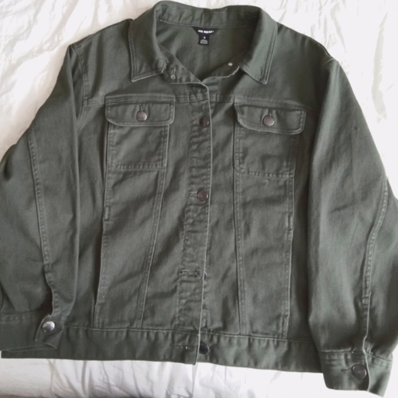 Joe Fresh Sage Green Cotton Jean Jacket 1X - Picture 6 of 6